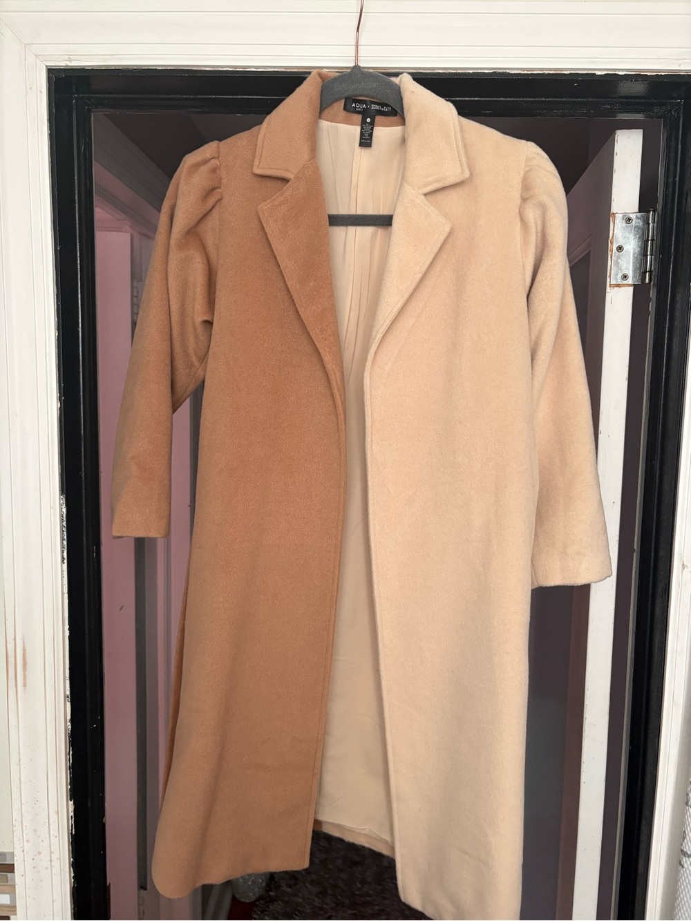 Aqua Two-Tone Camel & Beige Long Coat